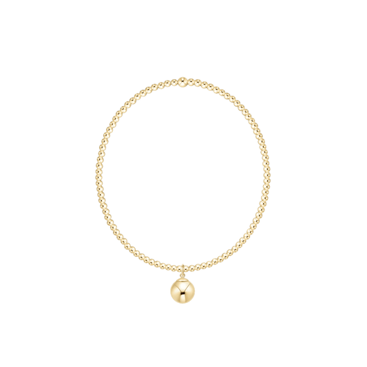 Classic Gold 2mm Bracelet - Classic Gold 8mm Charm - She Chester