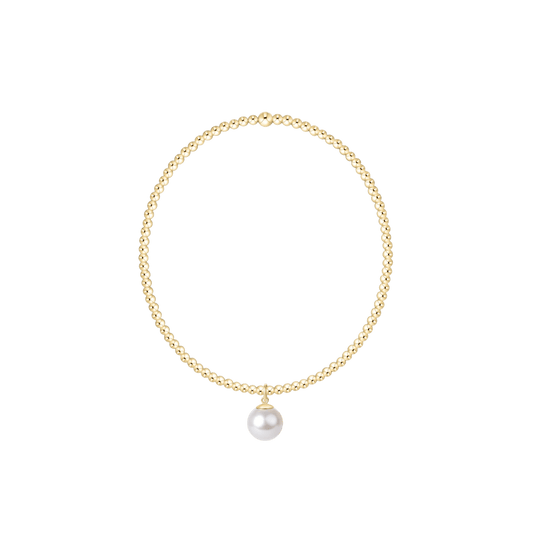 Classic Gold 2mm Bracelet - Classic Pearl 8mm Charm - She Chester
