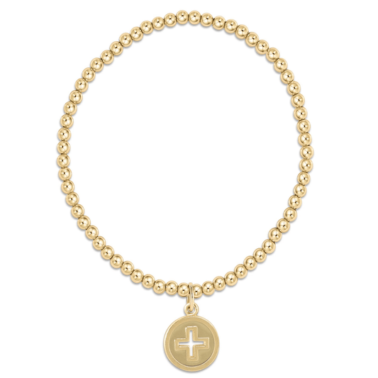 Classic Gold 3mm Bead - Cross Disc Bracelet - She Chester