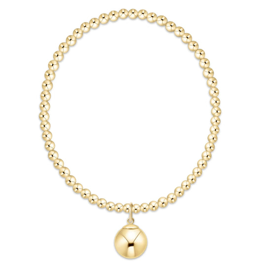 Classic Gold 3mm Bracelet - Classic Gold 10mm Charm - She Chester