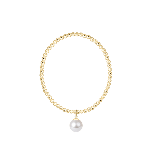 Classic Gold 3mm Bracelet - Classic Pearl 10mm Charm - She Chester