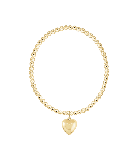 Classic Gold 3mm Bracelet - Love Plush Gold Charm - She Chester