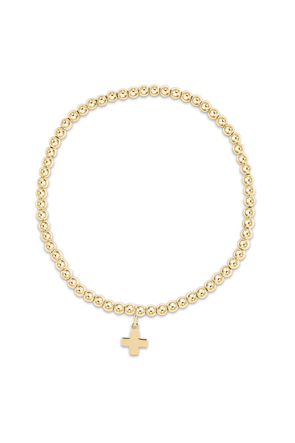 Classic Gold 3mm Bracelet - Signature Cross Gold Charm - She Chester