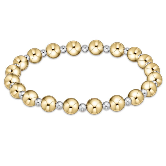 Classic Grateful Pattern 6mm Bead Bracelet - Mixed Metal - She Chester