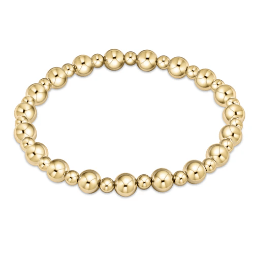 Classic Grateful Pattern 6mm Bead Gold Bracelet - She Chester