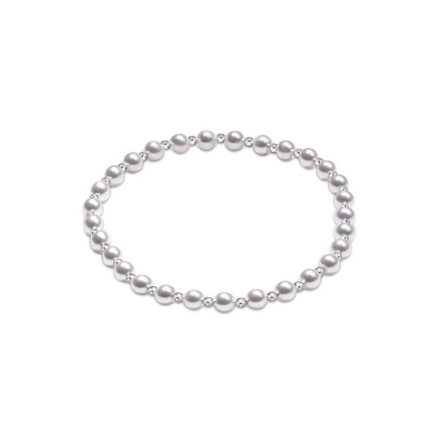 Classic Grateful Pattern Sterling Pearl 4mm Bead Bracelet - She Chester