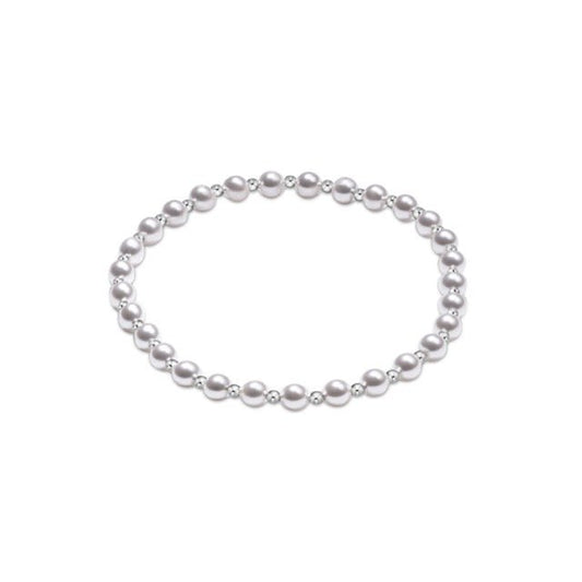 Classic Grateful Pattern Sterling Pearl 4mm Bead Bracelet - She Chester