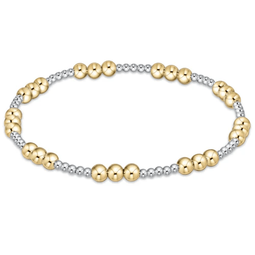 Classic Joy Pattern 4mm Bead Bracelet - Mixed Metal - She Chester