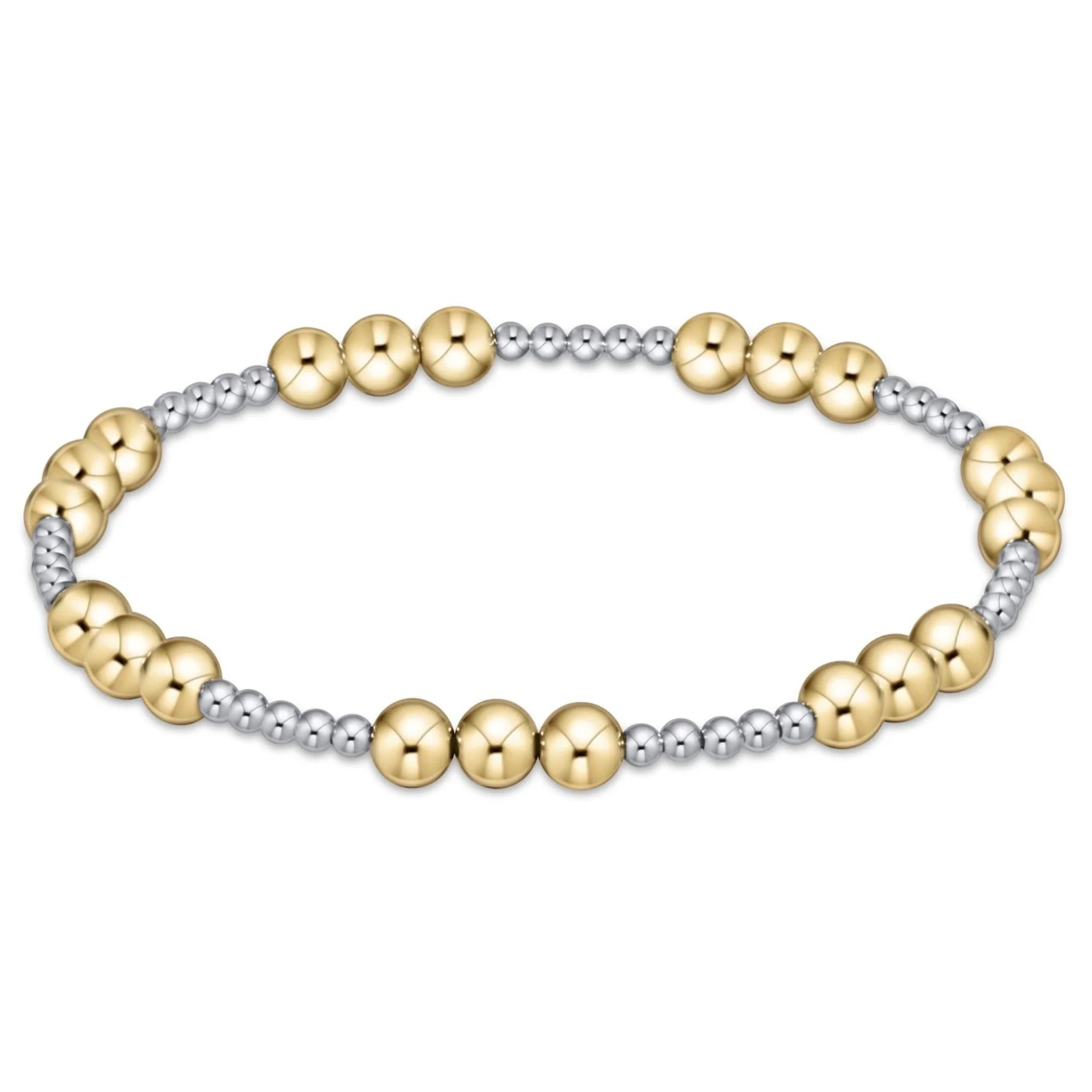 Classic Joy Pattern 5mm Bead Bracelet - Mixed Metal - She Chester