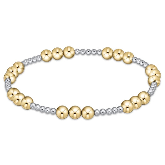 Classic Joy Pattern 5mm Bead Bracelet - Mixed Metal - She Chester