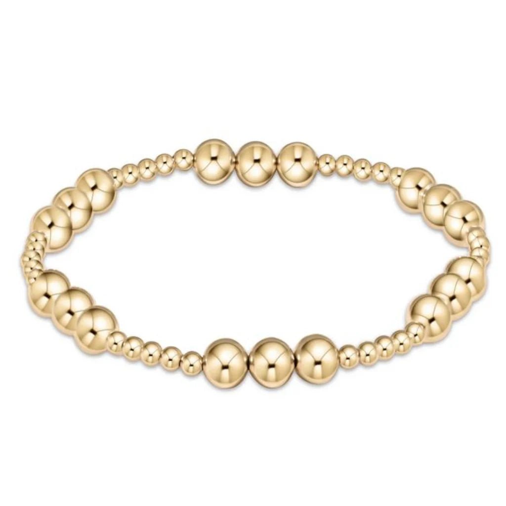 Classic Joy Pattern 6mm Bead Gold Bracelet - She Chester