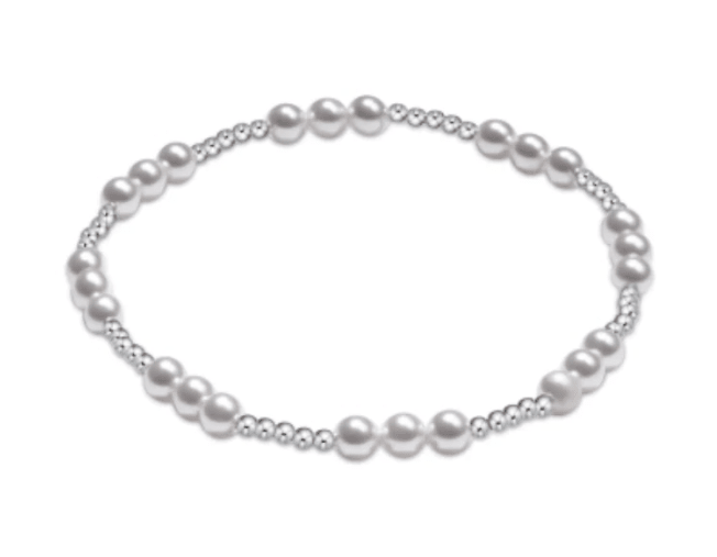 Classic Joy Pattern Sterling 4mm Bead Bracelet - Pearl - She Chester