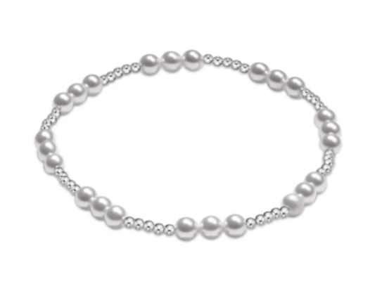 Classic Joy Pattern Sterling 4mm Bead Bracelet - Pearl - She Chester