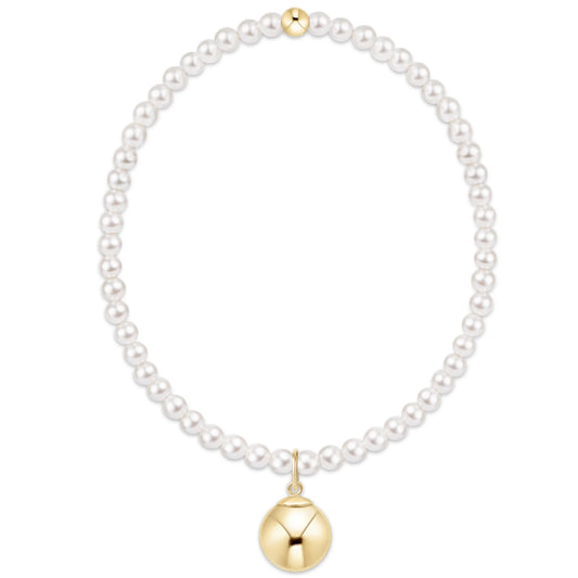 Classic Pearl 3mm Bracelet - Classic Gold 10mm Charm - She Chester