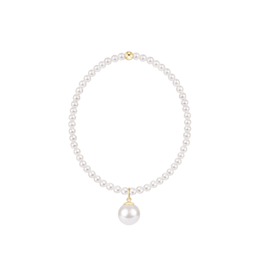 Classic Pearl 3mm Bracelet - Classic Pearl 10mm Charm - She Chester