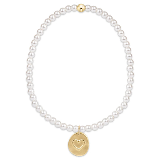 Classic Pearl 3mm Bracelet - Inspire Love Small Gold Disc - She Chester