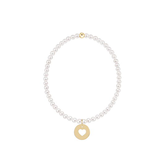 Classic Pearl 3mm Bracelet - Love Gold Disc - She Chester
