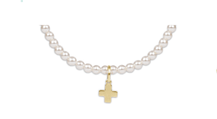 Classic Pearl 3mm Bracelet - Signature Cross Gold Charm - She Chester