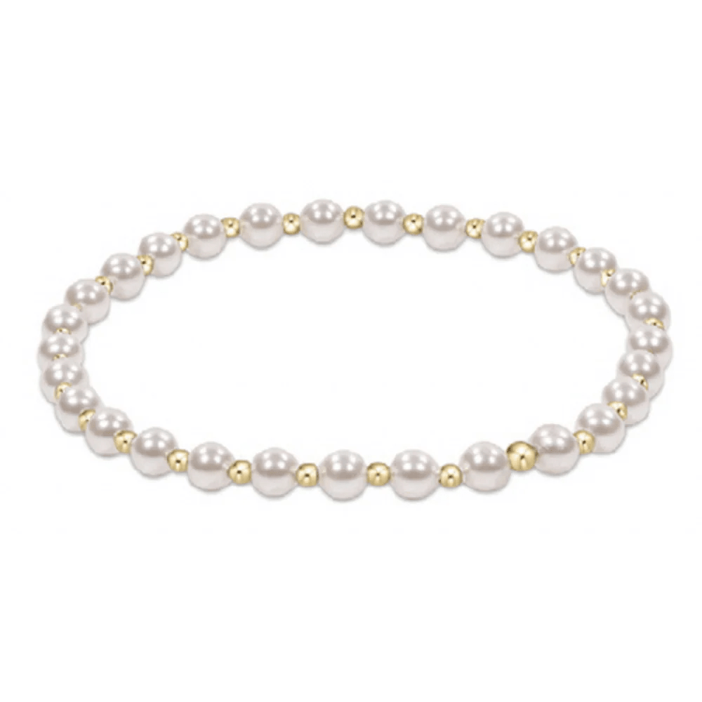 Classic Pearl Gold Grateful 4mm Bead Bracelet - She Chester