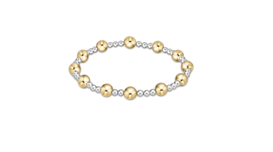 Classic Sincerity Pattern 6mm Bead Bracelet - Mixed Metal - She Chester