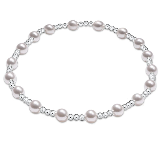 Classic Sincerity Pattern Sterling 4mm Bead Bracelet - Pearl - She Chester