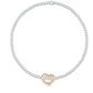 Classic Sterling Mixed Metal 2.5mm Bead Bracelet - Love Gold Charm - She Chester