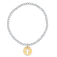Classic Sterling Mixed Metal 3mm Bead Bracelet - Blessed Gold Disc - She Chester