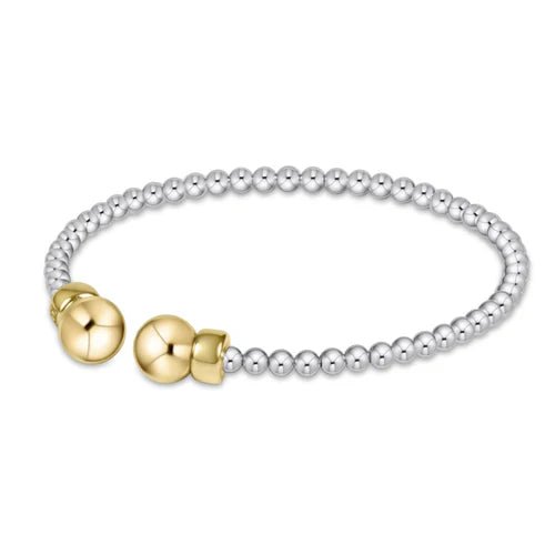Classic Sterling Mixed Metal 3mm Bead Cuff - Gold - She Chester