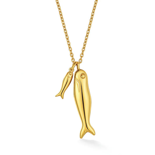 Clifton Double Fish Necklace Gold - She Chester
