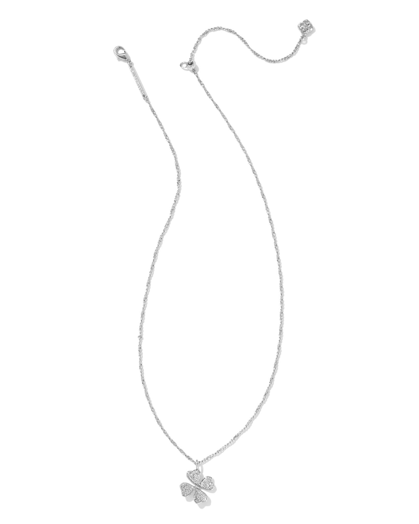 Clover Crystal Necklace Rhodium White Crystal - She Chester