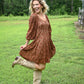 Copper Lace Fit And Flare Mini Dress - She Chester