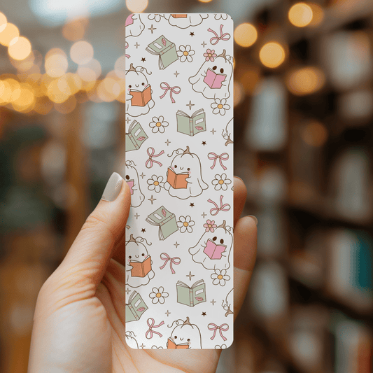 Coquette Ghost Halloween Laminated Bookmark  - She Chester