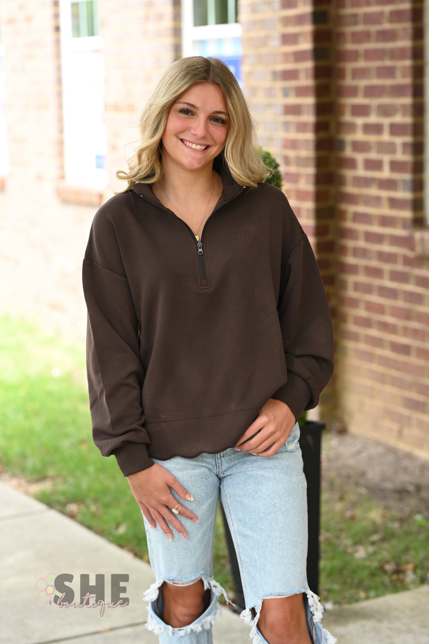 Cozy Coffee Scallop SS Zip - She Chester