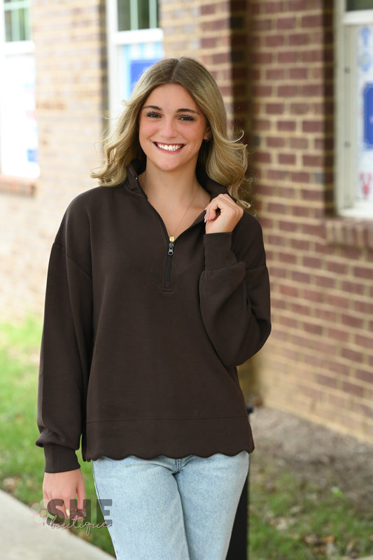 Cozy Coffee Scallop SS Zip - She Chester