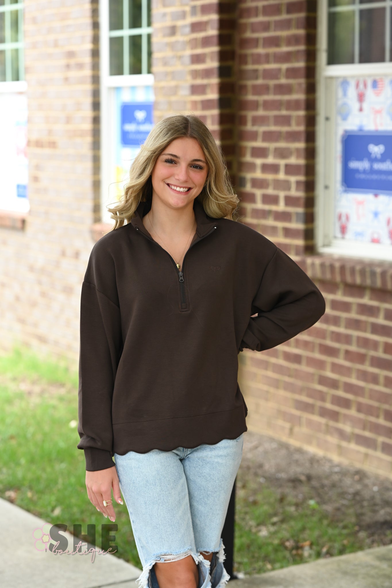 Cozy Coffee Scallop SS Zip - She Chester