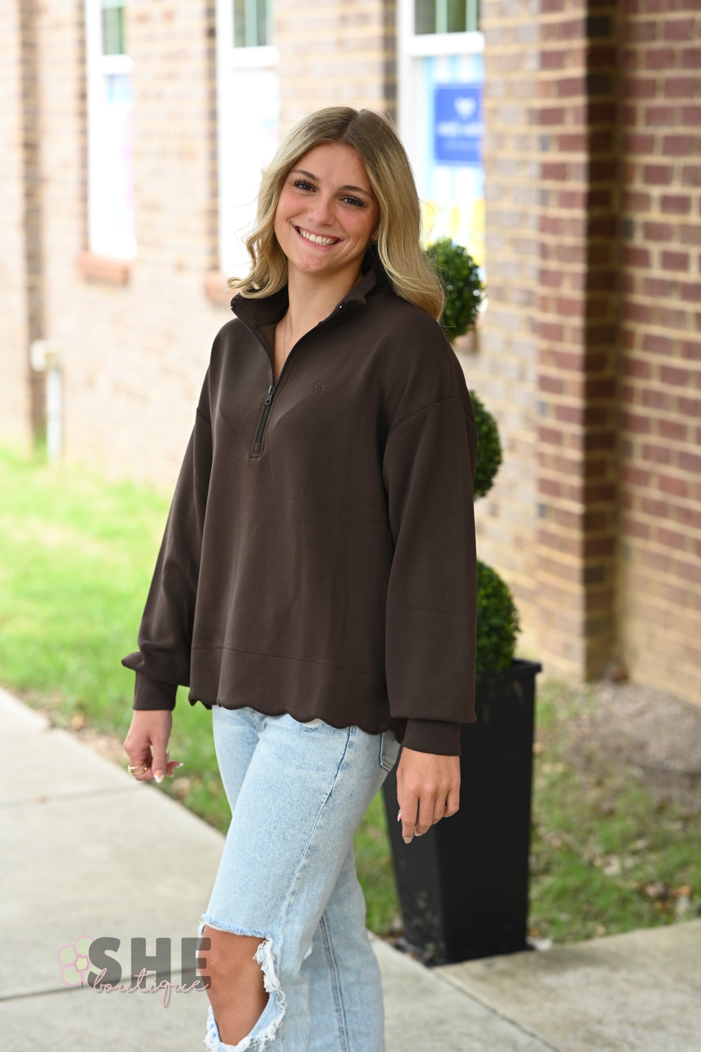 Cozy Coffee Scallop SS Zip - She Chester