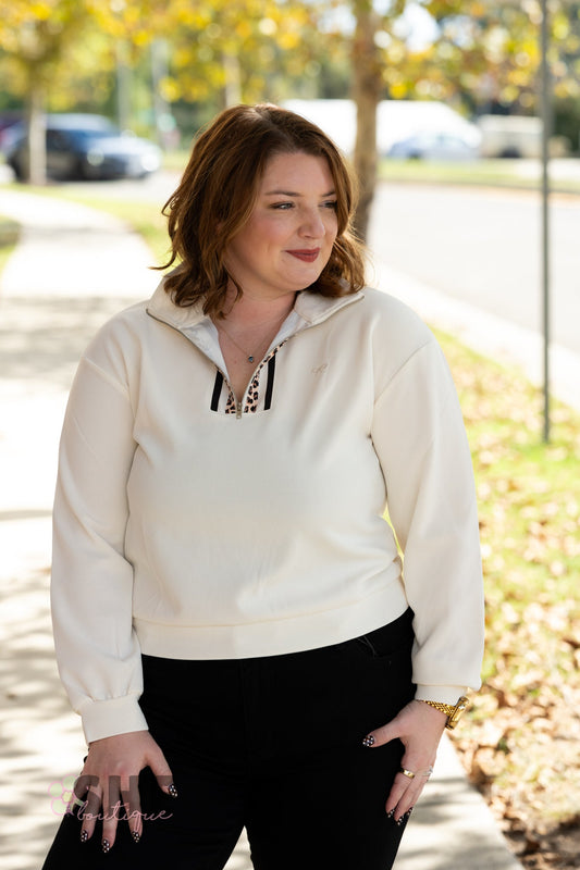 Cream Cheetah Pullover - She Chester
