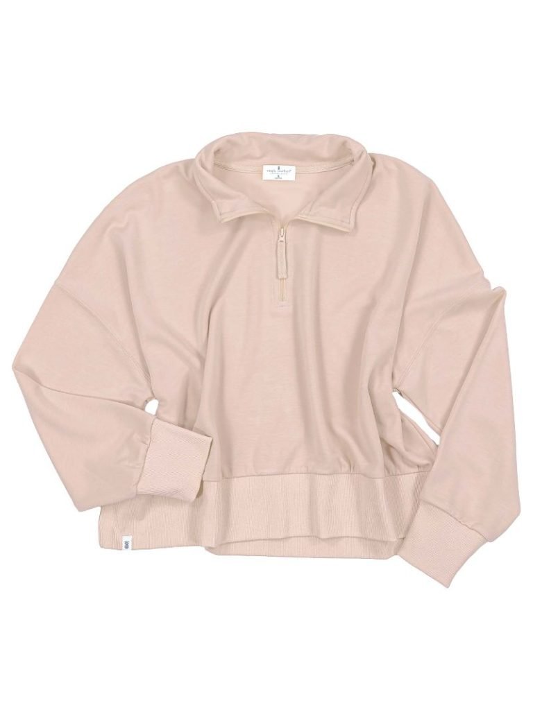 Cream Cropped Quarter Zip Pullover - She Chester