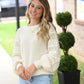 Cream Pom Sleeve Sweater - She Chester