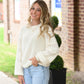 Cream Pom Sleeve Sweater - She Chester