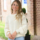 Cream Pom Sleeve Sweater - She Chester