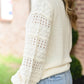 Cream Pom Sleeve Sweater - She Chester
