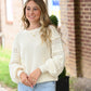 Cream Pom Sleeve Sweater - She Chester