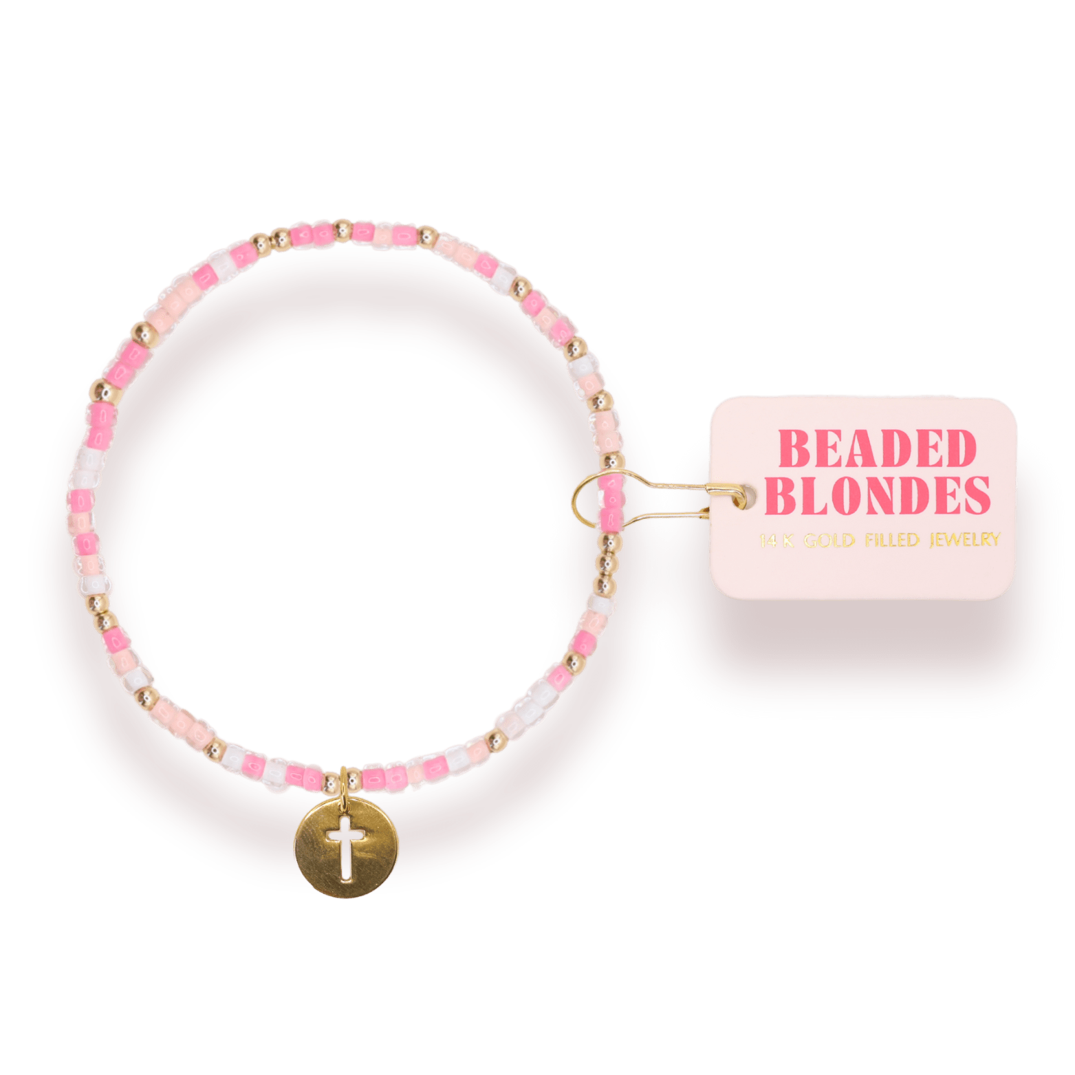 Cross Cutout Charm Sprinkle Bracelet: Standard 6.75 inch - She Chester