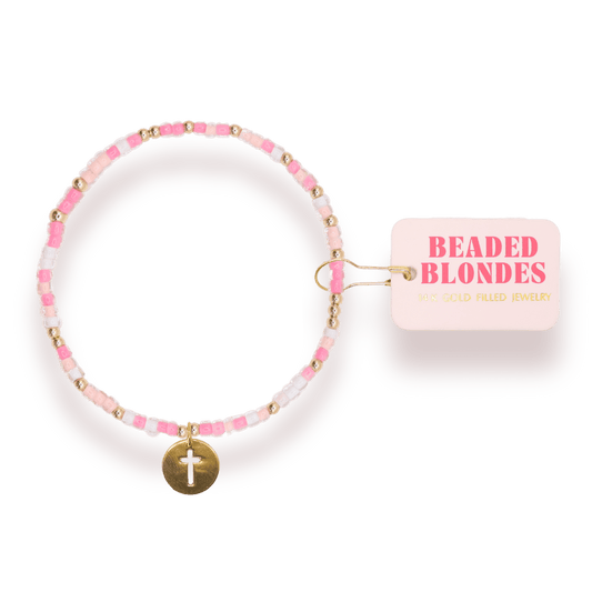 Cross Cutout Charm Sprinkle Bracelet: Standard 6.75 inch - She Chester