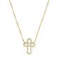 Cross Medallion Short Pendant Necklace - Gold Ivory Mother Of Pearl - She Chester