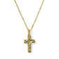 CROSS PENDANT NECKLACE GOLD MATTE BLUSH PINK DICHROIC GLASS - She Chester