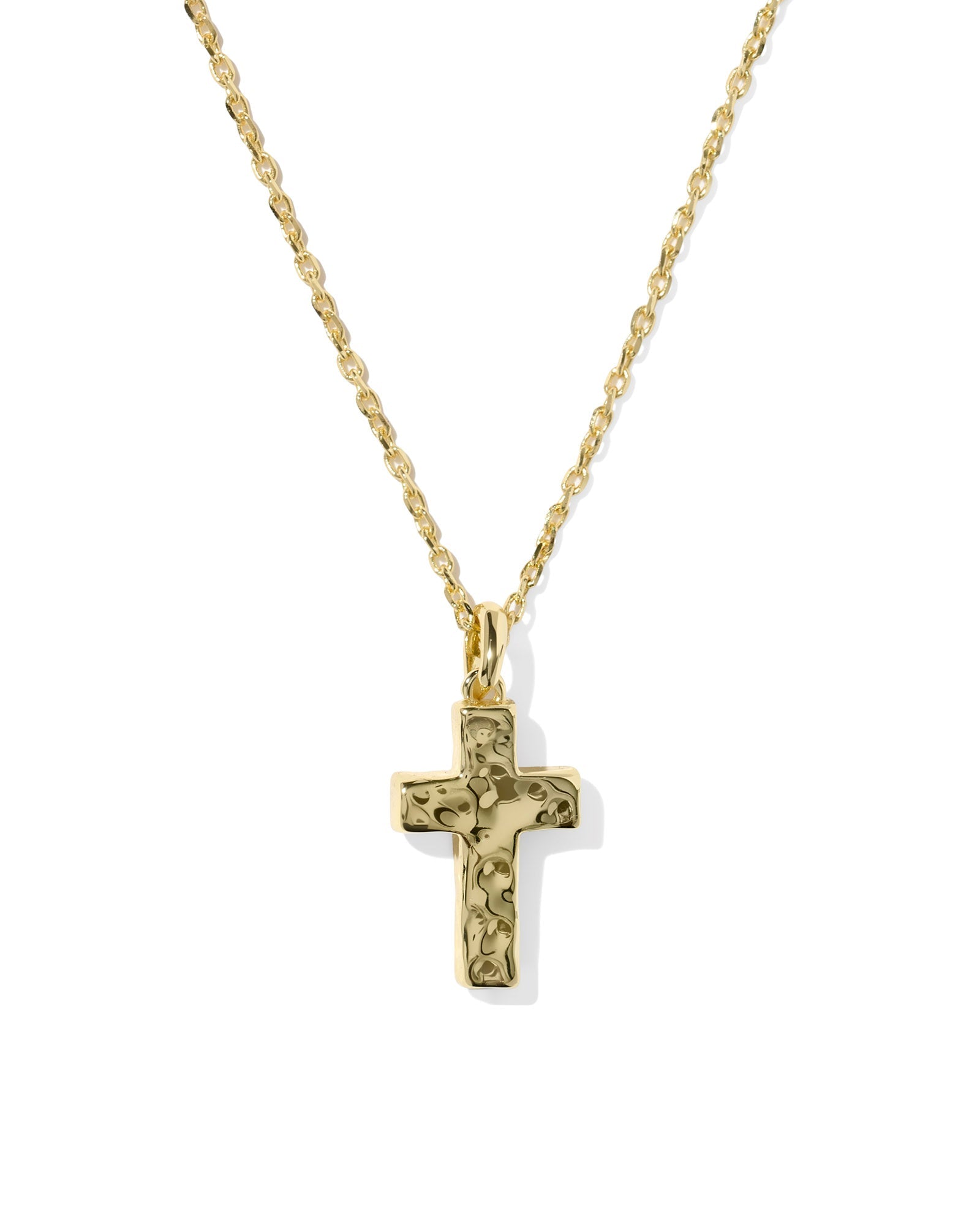 CROSS PENDANT NECKLACE GOLD MATTE BLUSH PINK DICHROIC GLASS - She Chester
