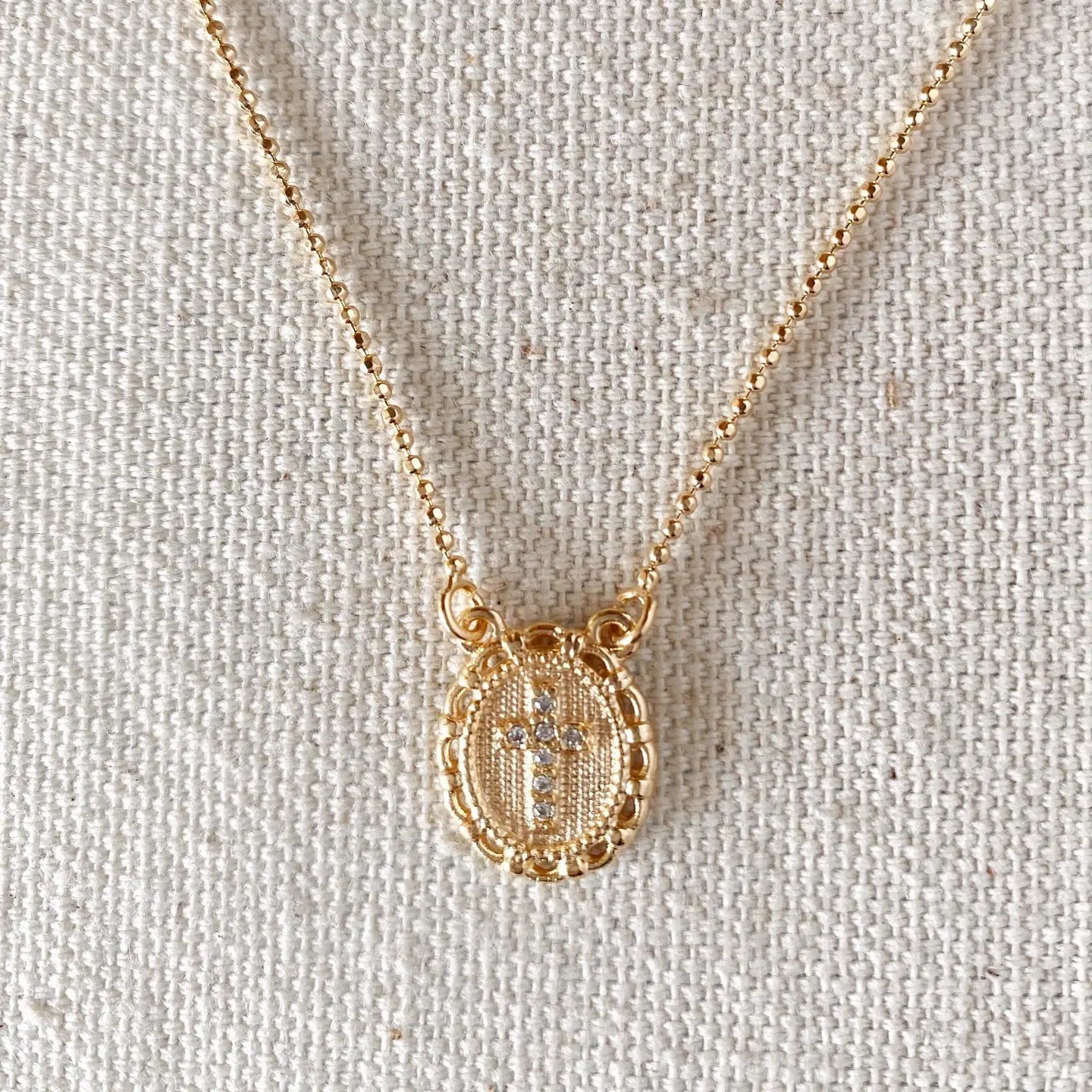 Cross Plate CZ 18K GF Necklace - She Chester