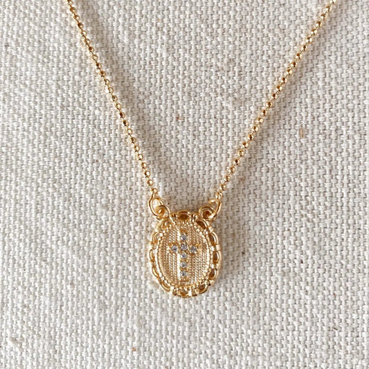 Cross Plate CZ 18K GF Necklace - She Chester